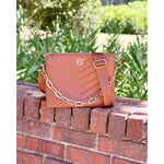 Ariana Crossbody Chevron Pattern Saddle by Caroline Hill