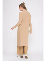 Soft Waffle Long Cardigan- Camel