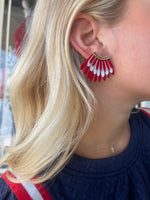 Red and White Fan Earring