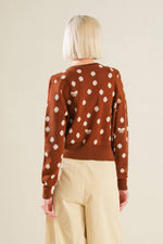 Bows and Dots Sweater Knit Cardigan- Rust