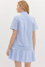 Seaside Striped Button Down Swing Mini Dress