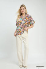PEONY RUFFLE HIGH NECK FLORAL TOP