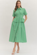 Allison Green Gingham Peplum Waist Midi