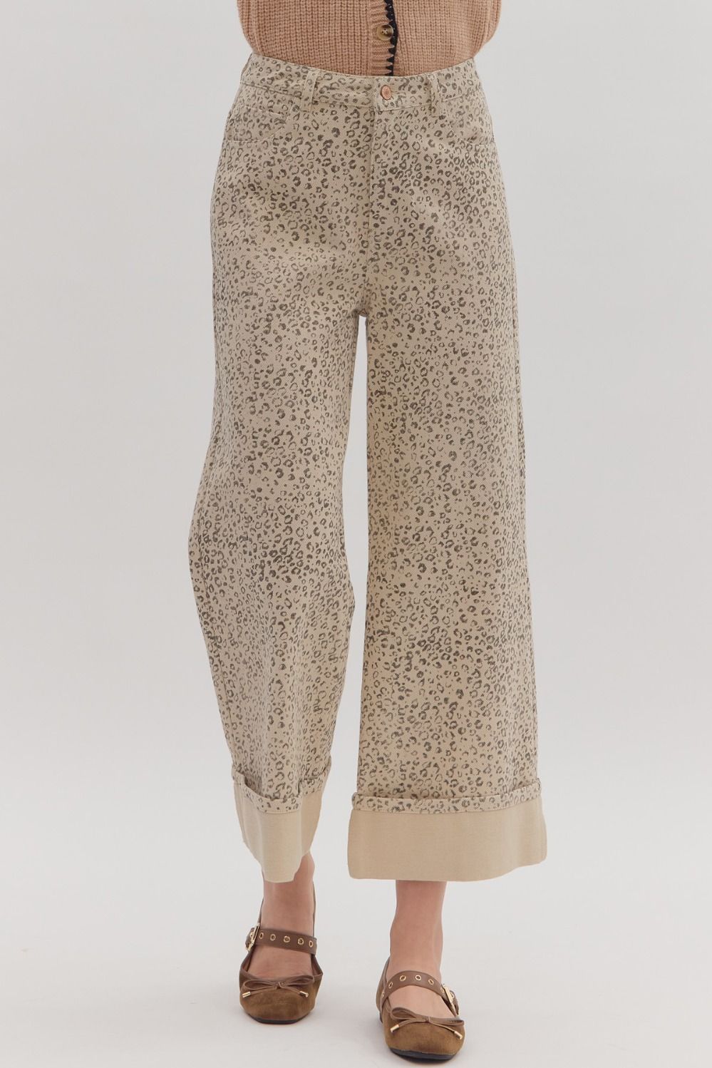 SPOTTED CHEETAH ANKLE PANT WITH CUFF