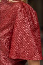 Smocked Hem and Solid Textured Top- Burgundy