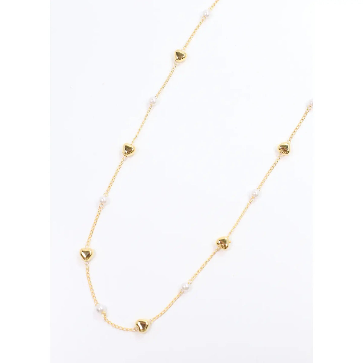 Caroline Hill PRENTICE DAINTY HEART AND PEARL NECKLACE GOLD