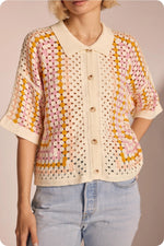 Brit Collared Crochet Button Down Shirt