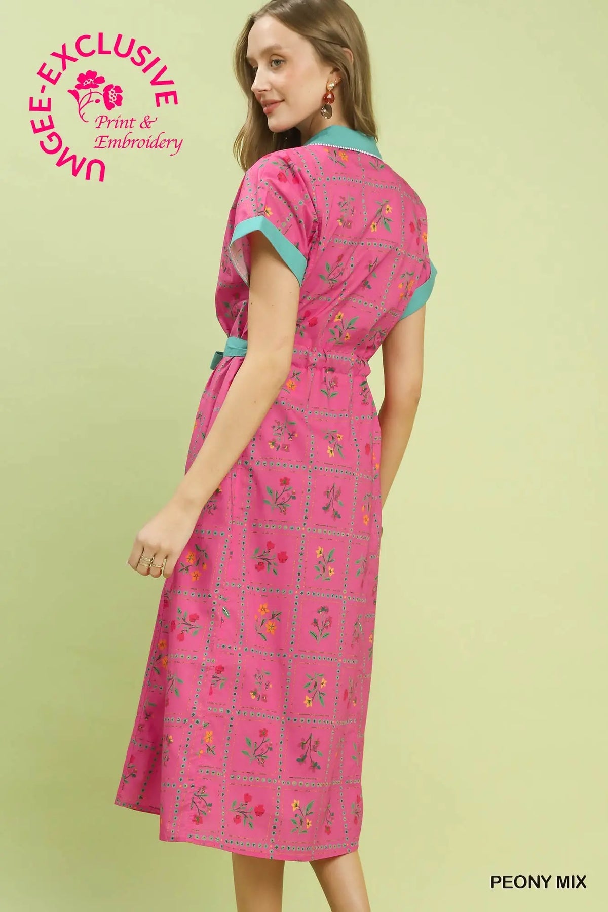 Peony Mix Button Front Midi