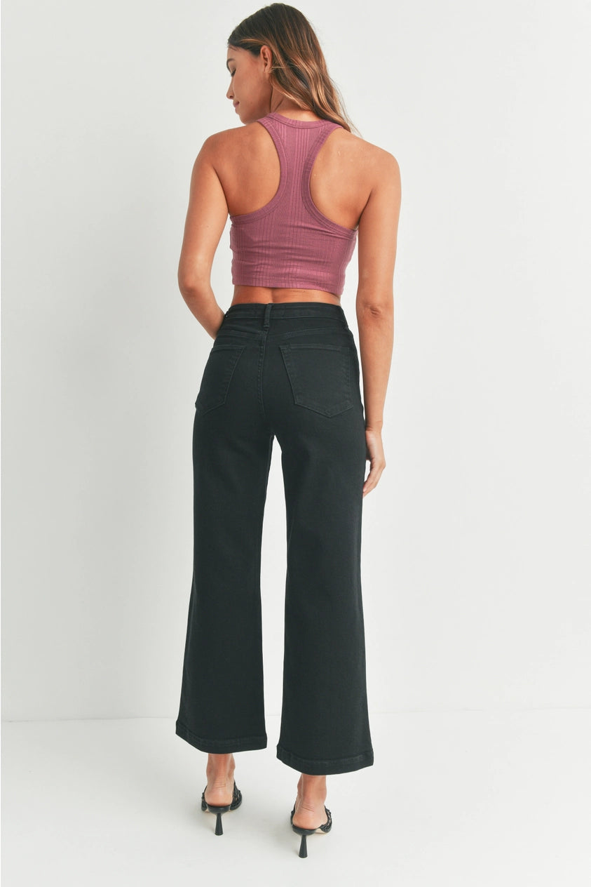 Just Black Denim PATCH POCKET WIDE LEG JEAN- Black