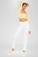 Kan Can High Rise Slim Straight Jeans- White