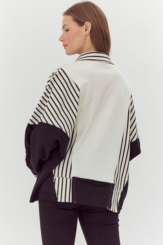 OVERSIZED STRIPED PULLOVER WITH COLLAR