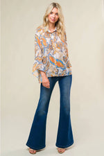 Free Fall Printed Woven Top
