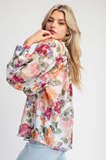 Vintage Rose Button Detail Bouse
