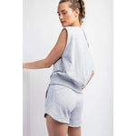 Mila French Terry Off the Shoulder Top and Shorts SET by Rae Mode- Heather Grey