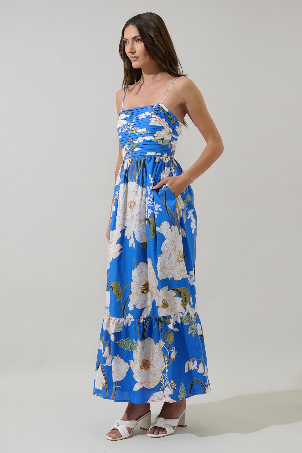 Roswell Floral Sima Pleated Maxi Dress (XS-XL)
