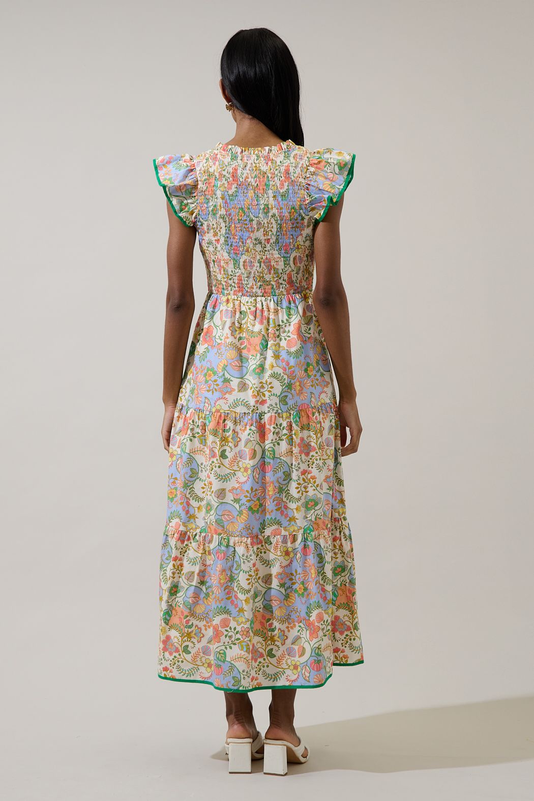 Sunfire Tiered Midi Dress Zamara Floral ( XS- XL)