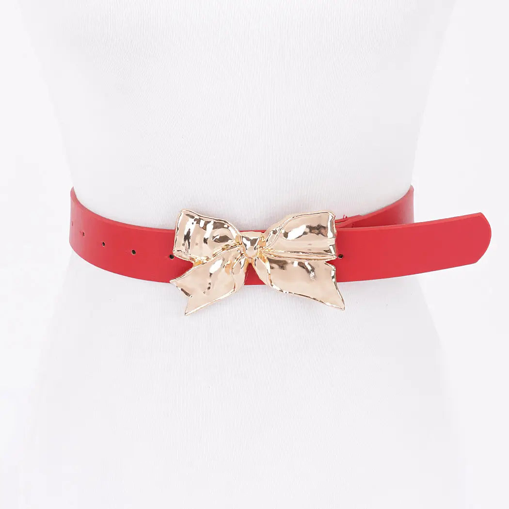 Gold Ribbon Buckle Belt -Pink 🩷 Red ❤️ or Black🖤