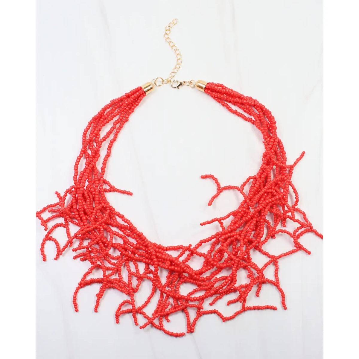 Highland Seed Bead Layered Necklace Red
