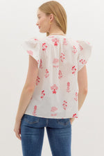 Mable Red and White Floral Top