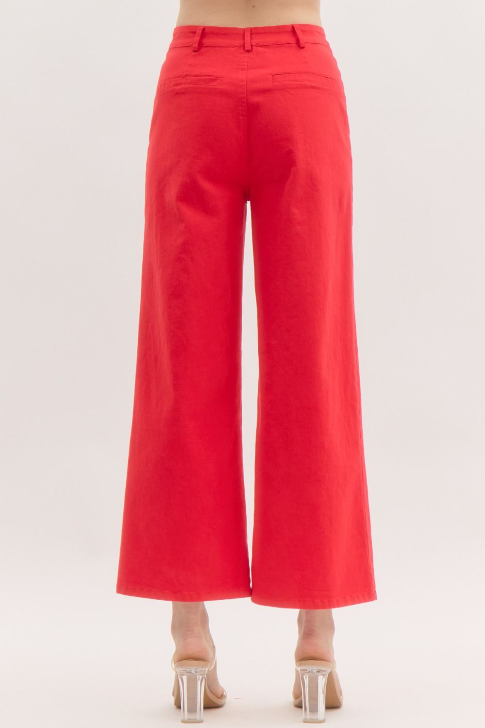 Penelope High Rise Wide Leg Pant in Red