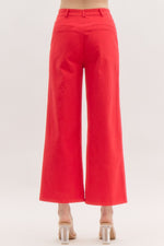 Penelope High Rise Wide Leg Pant in Red