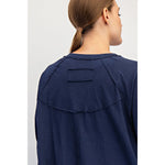 Rae Mode Oversized Cotton Slub Long Sleeve Top - Navy