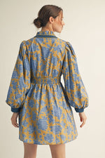 Marigold Ruffle Neck Floral Dress