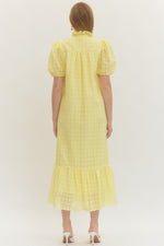 Bonnie Yellow Eyelet Midi Dress