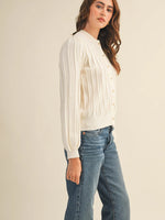 Soft Ribbed Cardigan -Cream