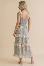 Susanna Floral Tiered Midi with Self Tie Straps