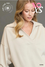 Ecru LuxeKnit Collared Pullover