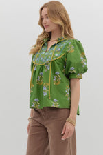 Victoria Green Floral Top