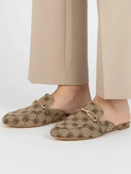 Bellen Slip on Mule- Tan Pattern