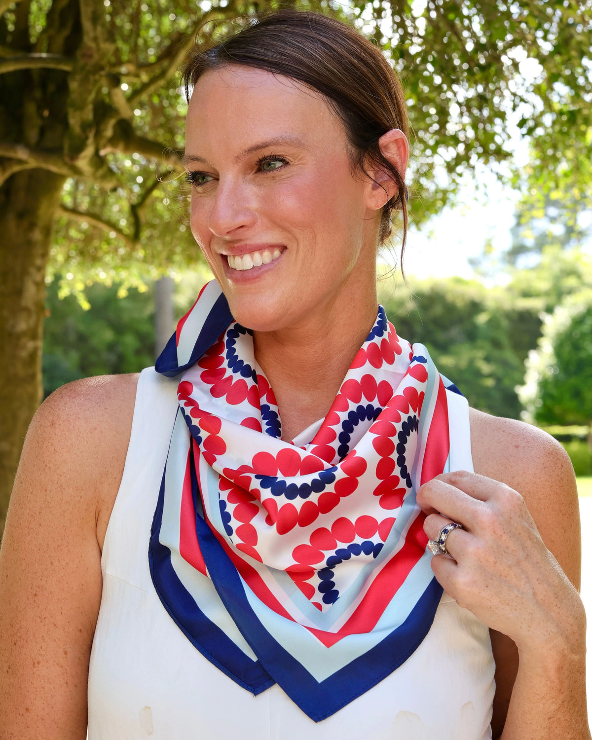 Lucy Floral Medium Scarf Navy/Red/Light Blue