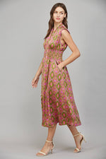 GEORGIA OLIVE AND PINK ZIP FRONT DRESS BY FATE