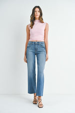 Slim Palazzo With Scissor Cut Hem- by Just Black Denim -Medium Wash