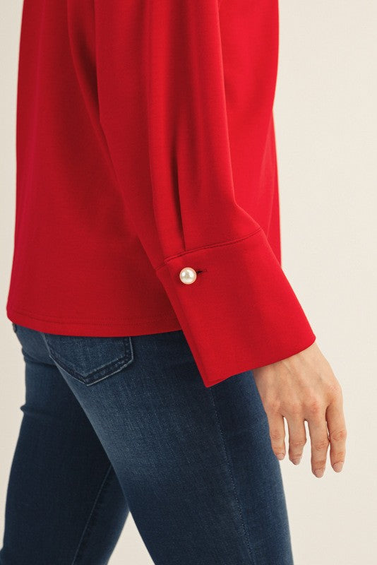 Pearl Accent Soft Raglan Top