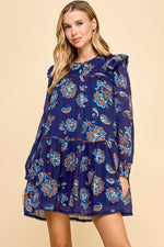 NAVY FLORAL MINI DRESS