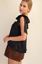 Vivian Black Shoulder Tie Top