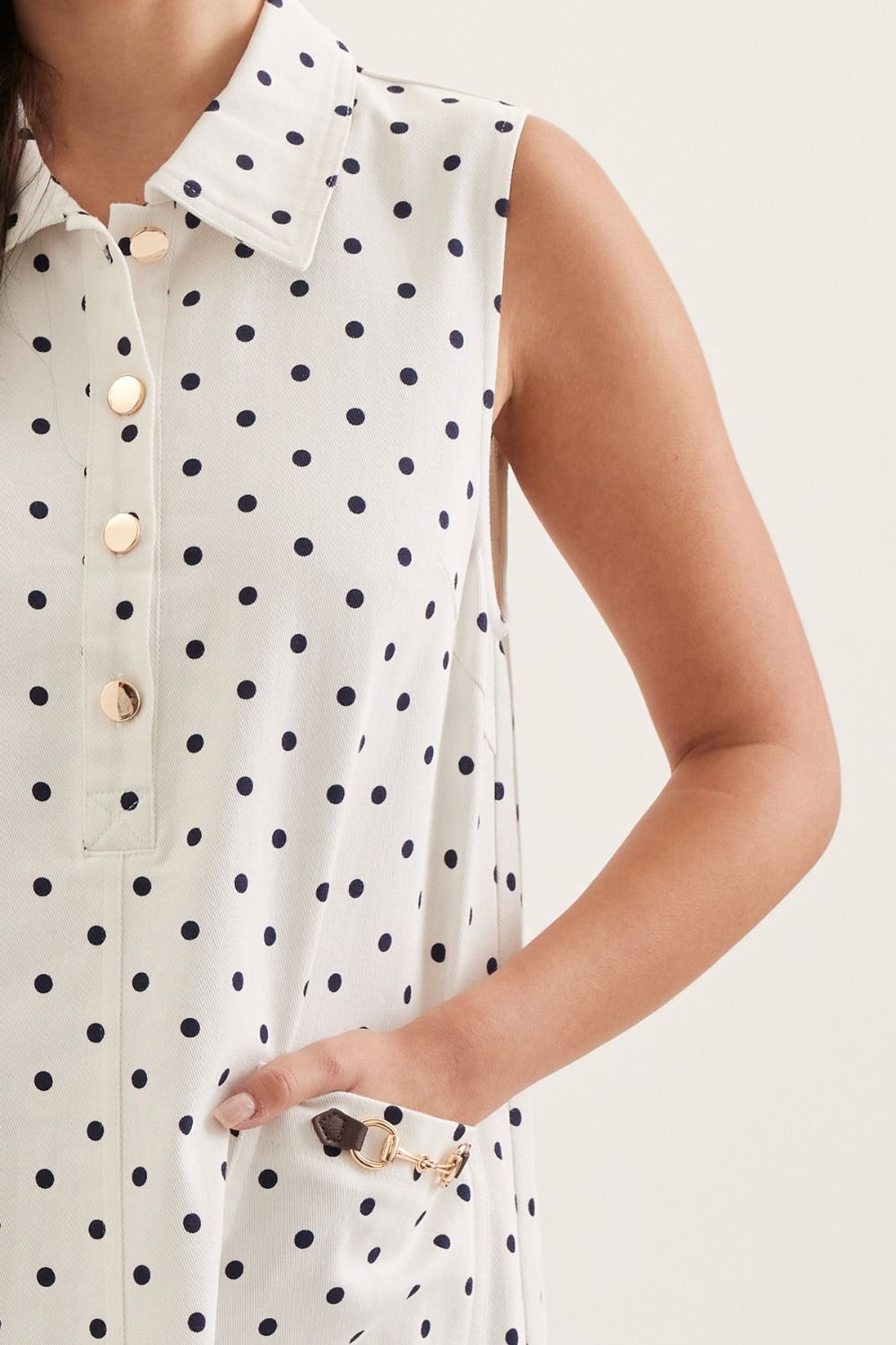 Jules Polka Dot Collar Mini Dress with Horsebit Pocket Detail