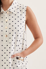 Jules Polka Dot Collar Mini Dress with Horsebit Pocket Detail
