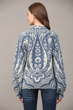 Jacquard Knit Mock Neck Sweater by FATE