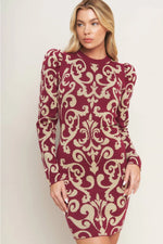 Body Contouring Jacquard Knit Sweater Dress * runs small