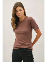 SUPER SOFT BASIC SHORT SLEEVE CREW NECK TOP** WHITE, BLACK OR BROWN