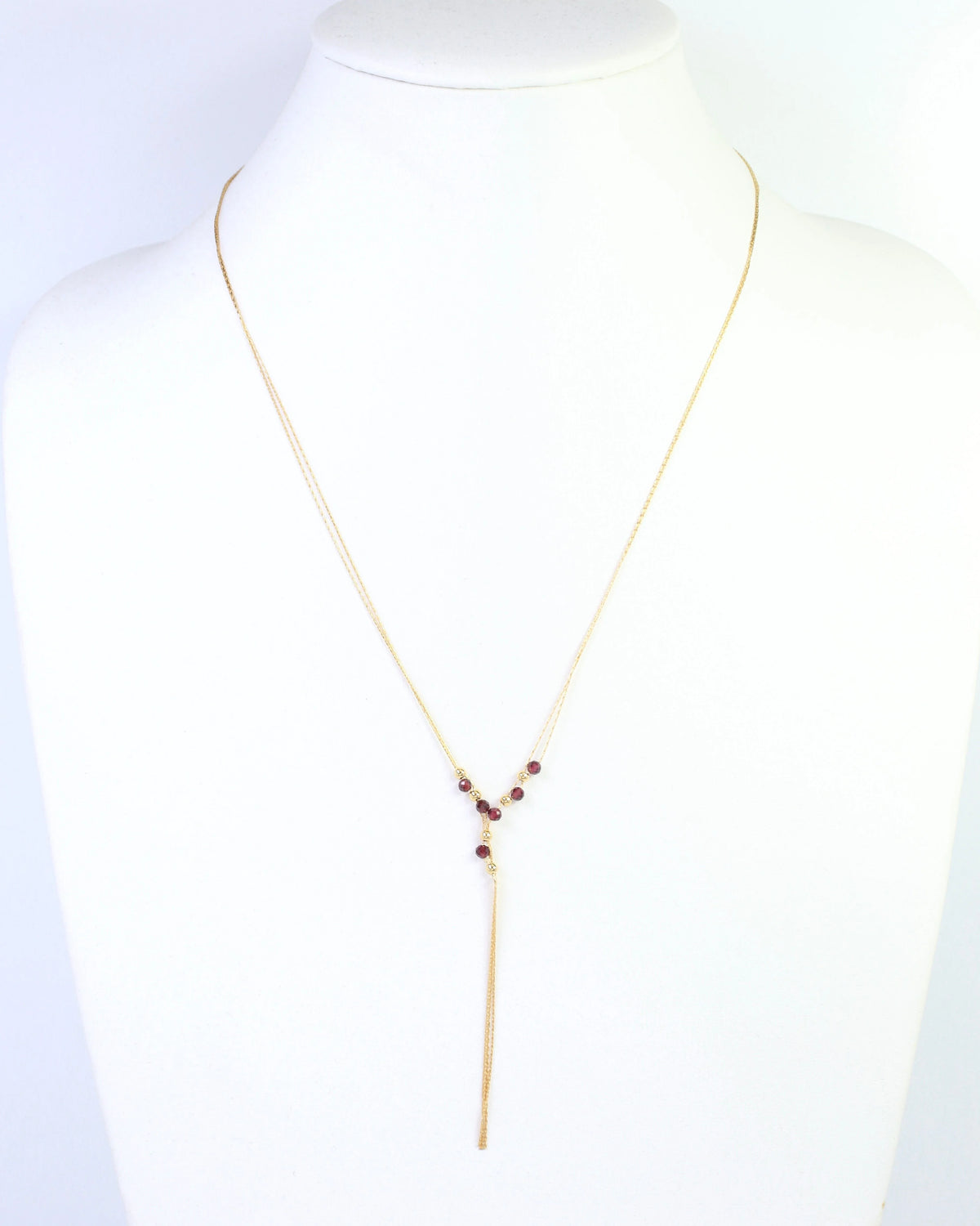 Merida Beaded Tassel Necklace -Garnet