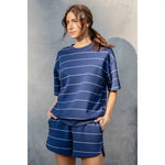 Rae Mode Butter Soft Navy Stripe Short Sleeve Top
