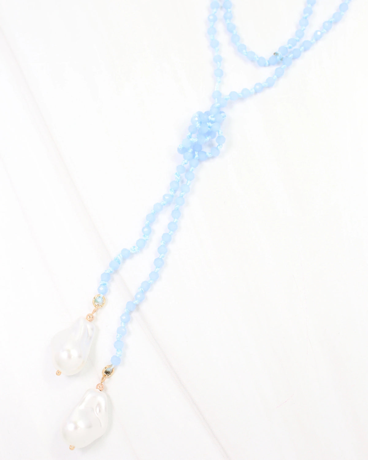 Niagara Falls Baroque Pearl Beaded Necklace- BLUE
