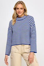 Royal Striped Mock Neck Knit Sweater