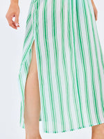 Priscilla Beach Cover Up Midi | Green + White Stripe