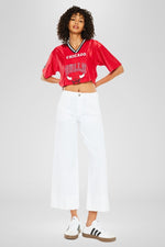 Kan Can White High Rise Cropped Wide Leg Jeans
